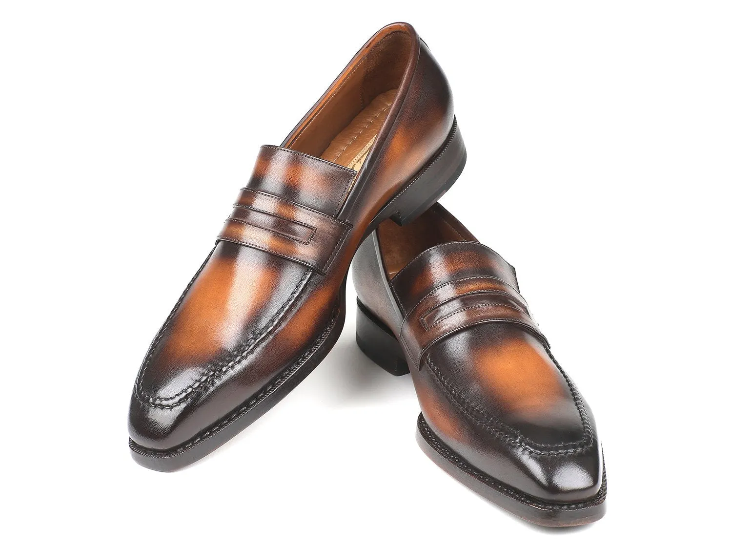 Paul Parkman Brown Burnished Goodyear Welted Loafers
