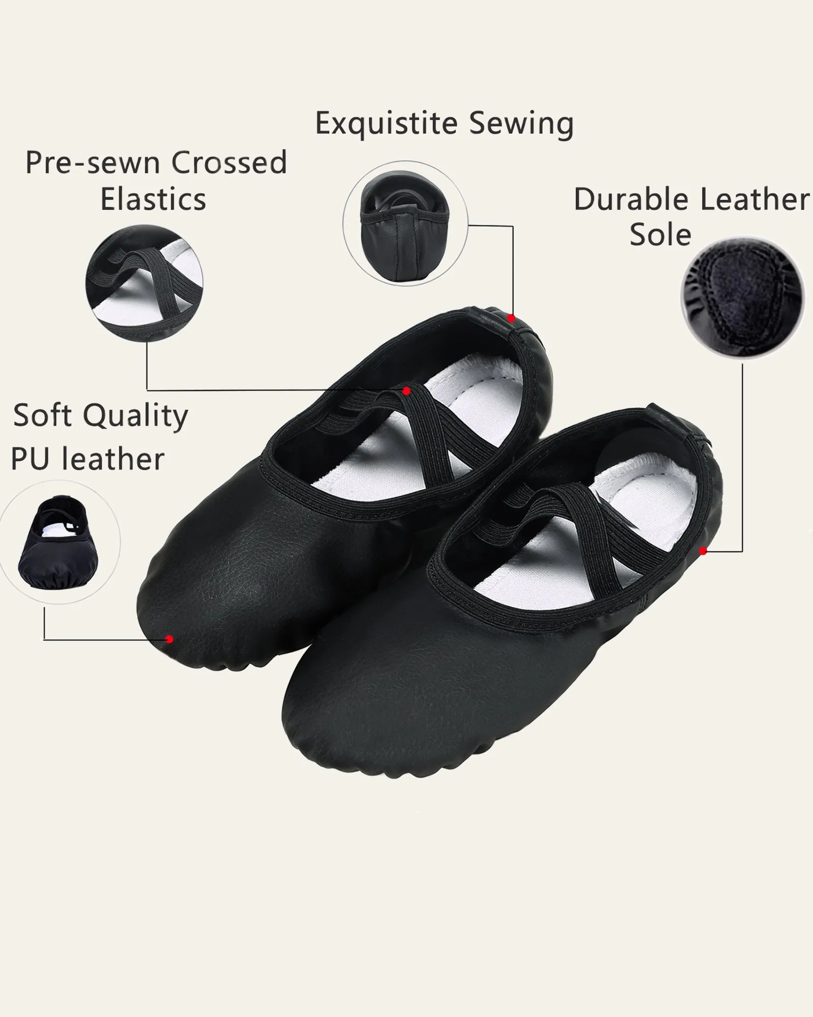 PU Leather High Precision Ballet Dance Shoes for Girls and Kids