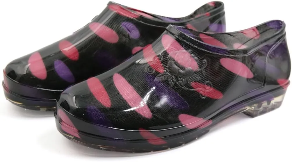 Qtqgoitem Black Purple US 6.5 Low Heel Resistant Waterproof Rain Boots Wellies Ankle Shoes for Women (Model: d09 feb eaf 0d3 e9c)