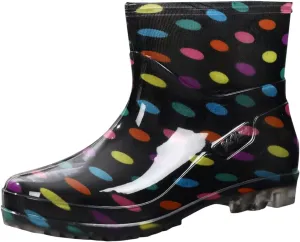 Rain Boots for Women Platform Mid Calf Boots Waterproof Outdoor Garden Boots Short Rubber Booties Chunky Heel Anti-Slip Sole