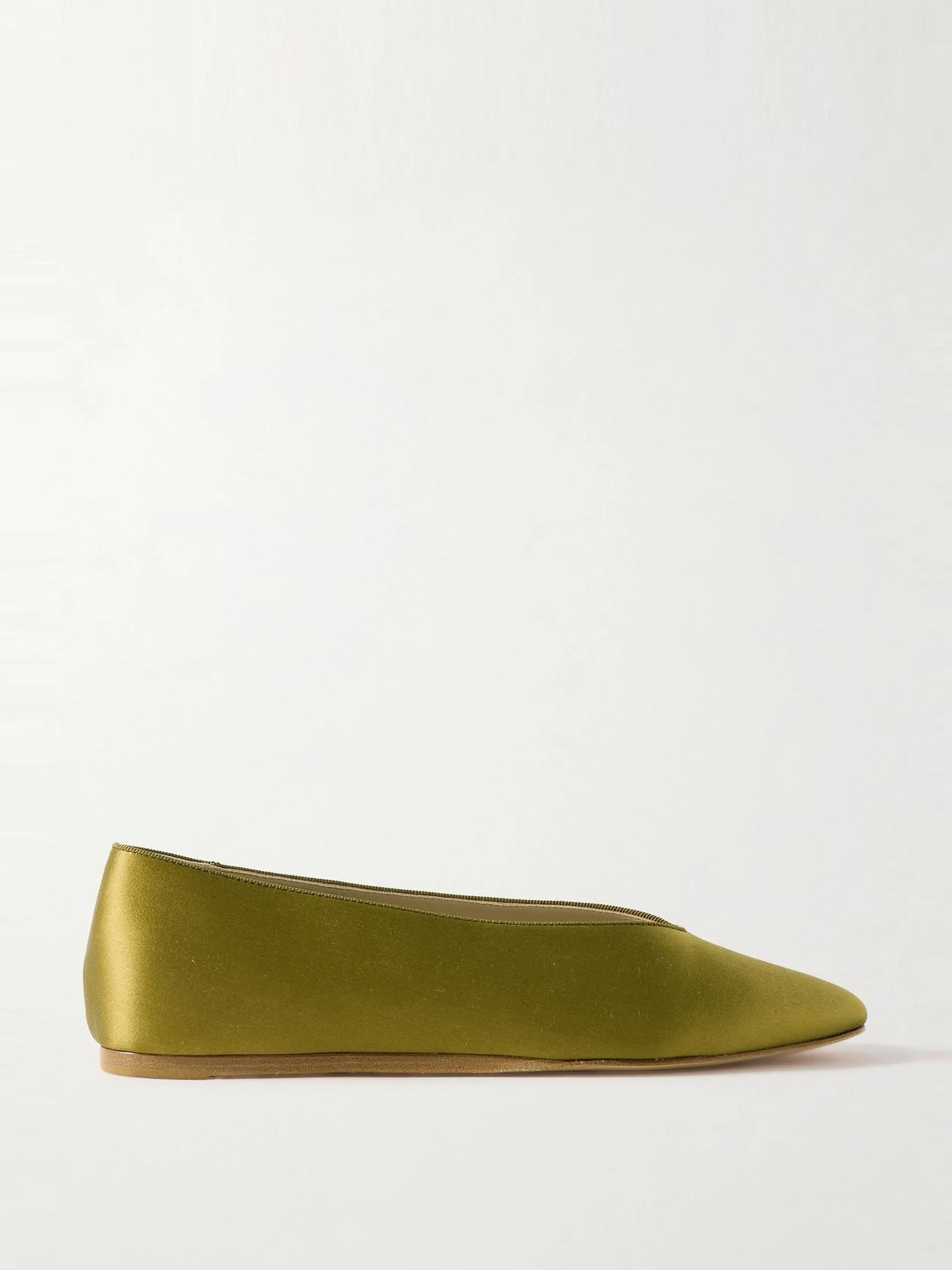Regency grosgrain-trimmed satin ballet flats