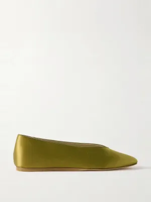 Regency grosgrain-trimmed satin ballet flats