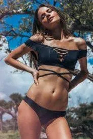 'Roxy' black off shoulder bikini