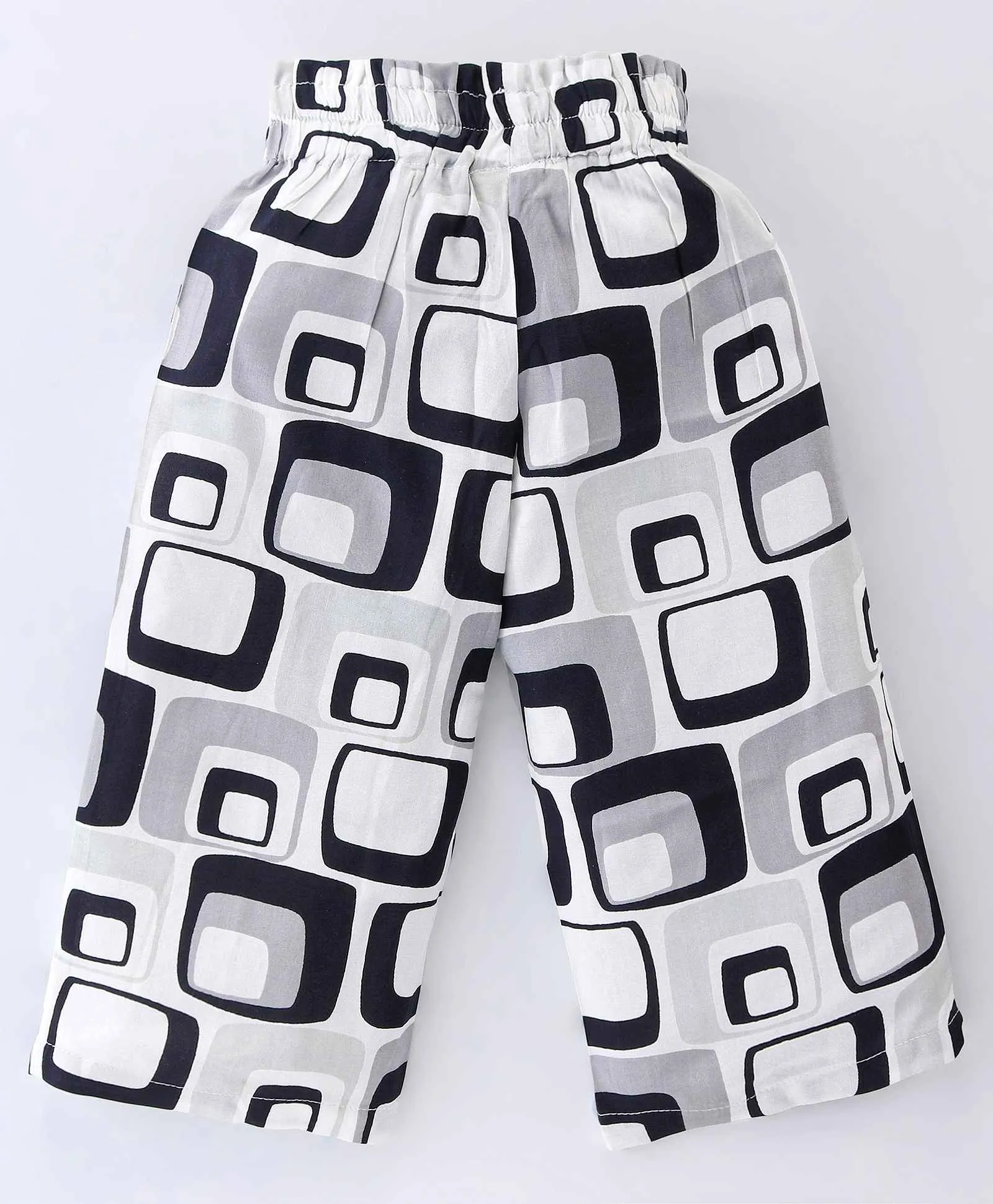 Solid Frilled Top Abstract Print Palazzo Set