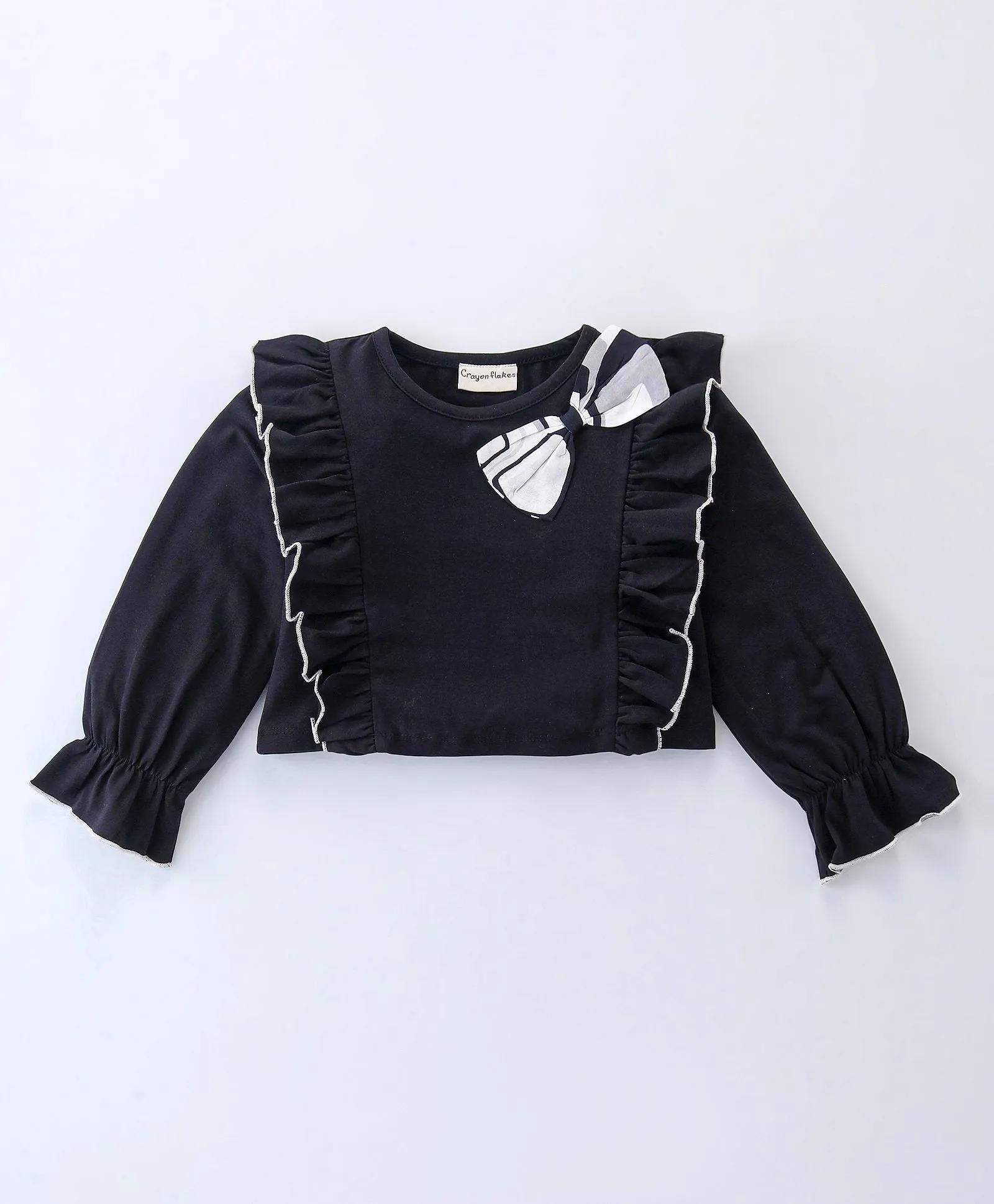 Solid Frilled Top Abstract Print Palazzo Set