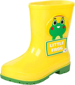 Toddler Rain Boots with Cute Cartoon Cow Kids Waterproof Rubber Boots for Girls Boys Soft Bottom Rain Boots
