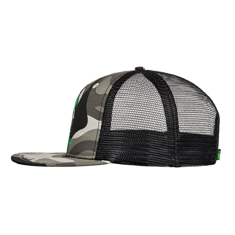 TRUCKER HAT BLACK/CAMO GREEN