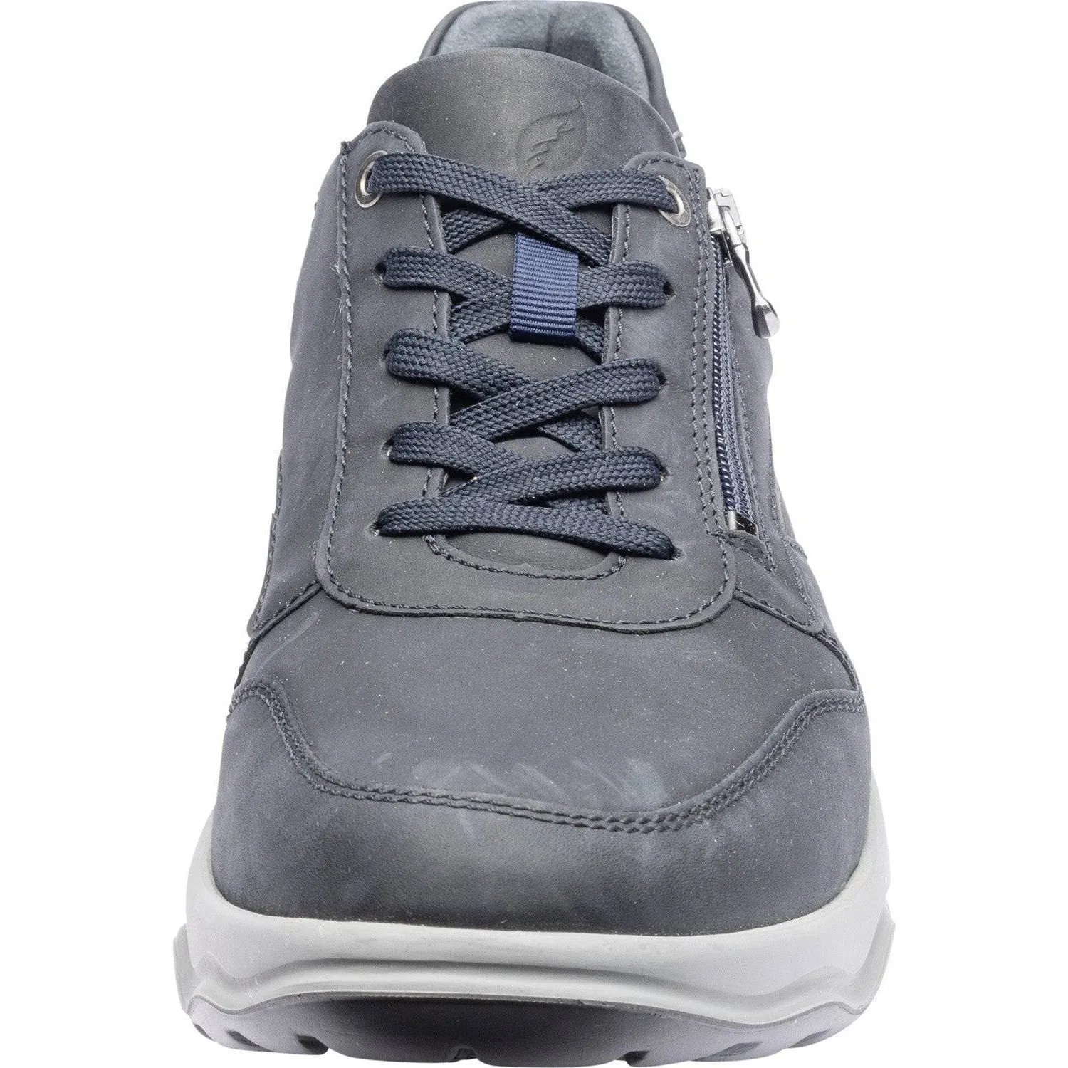 Waldlaufer 718006 404 194 H-Max Mens Crazy Horse Grey Leather Arch Support Zip & Lace Shoes