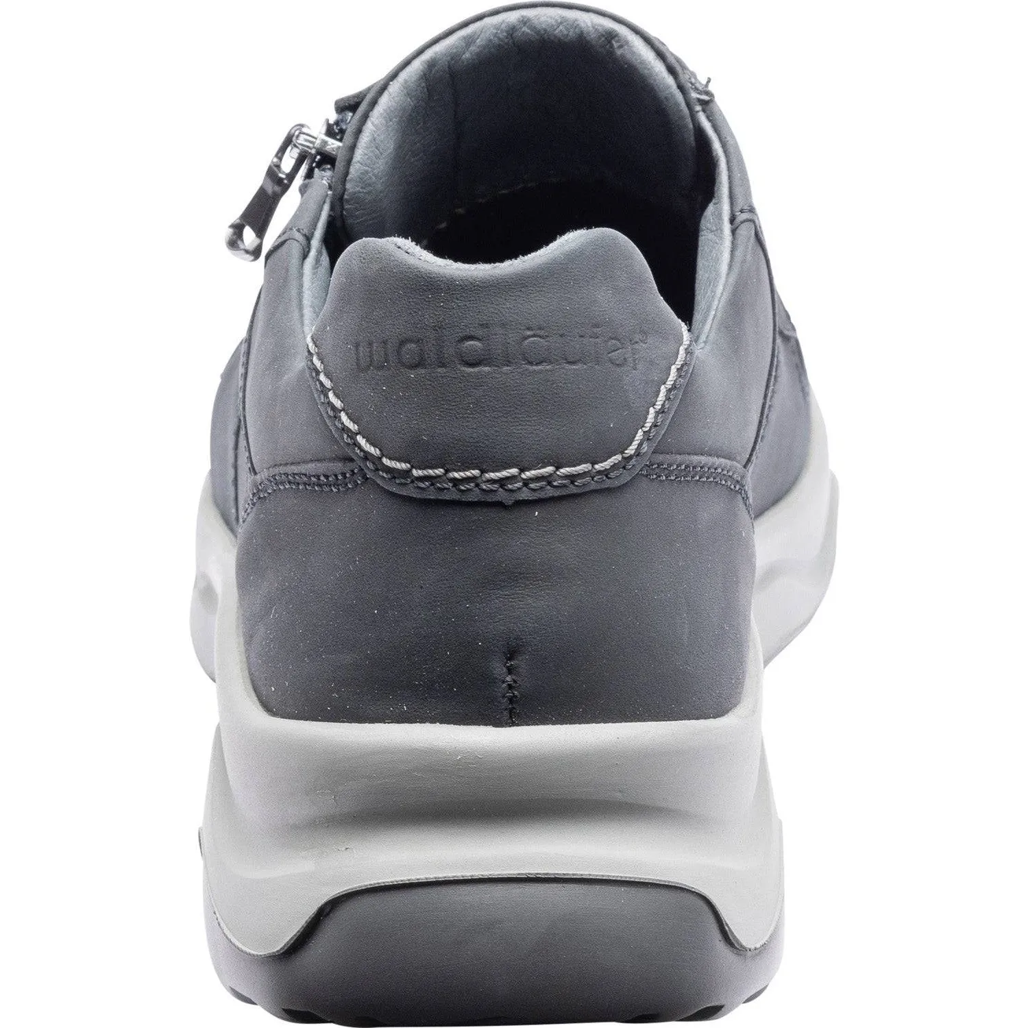 Waldlaufer 718006 404 194 H-Max Mens Crazy Horse Grey Leather Arch Support Zip & Lace Shoes