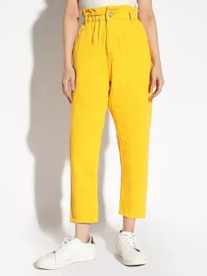 Women Yellow Mom Fit Jeans