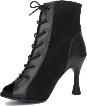 Womens Girls Latin Dance Shoes Lace-up Ballroom Dancing Ankle Boots Evening Sandals