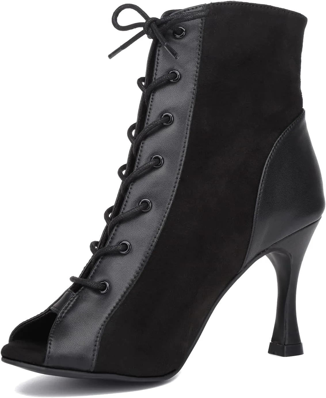 Womens Girls Latin Dance Shoes Lace-up Ballroom Dancing Ankle Boots Evening Sandals