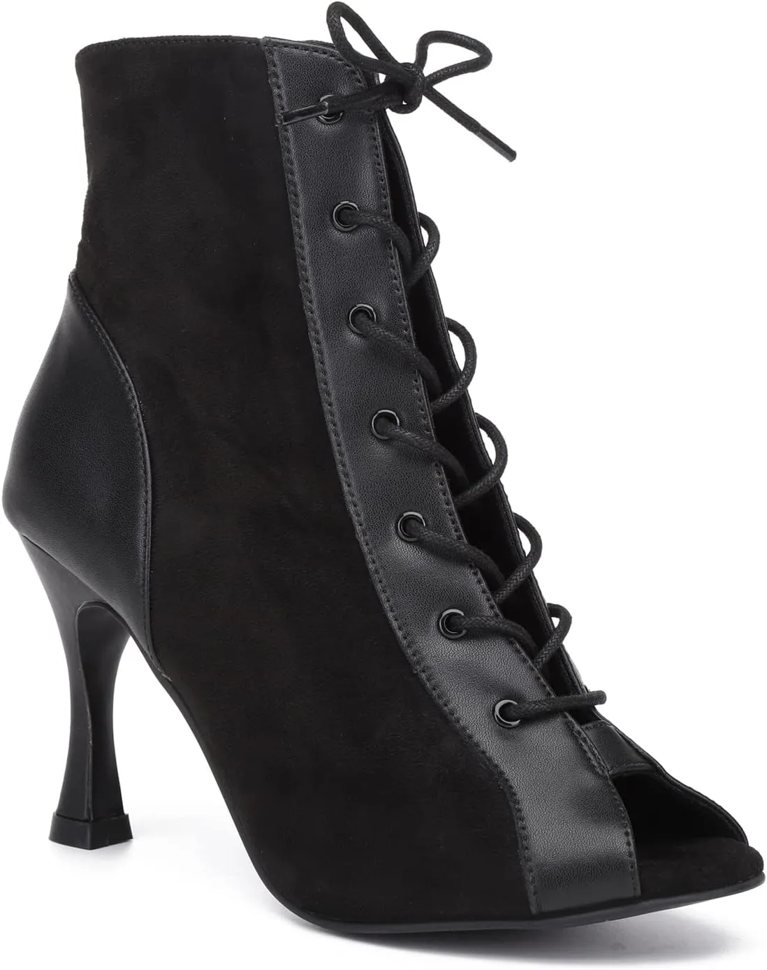 Womens Girls Latin Dance Shoes Lace-up Ballroom Dancing Ankle Boots Evening Sandals
